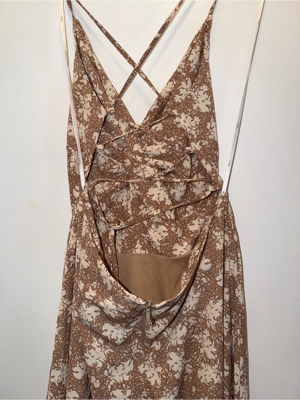 Lulu's Midi Dress Women's Medium Beige Floral Wrap Corset Back - Picture 6 of 8